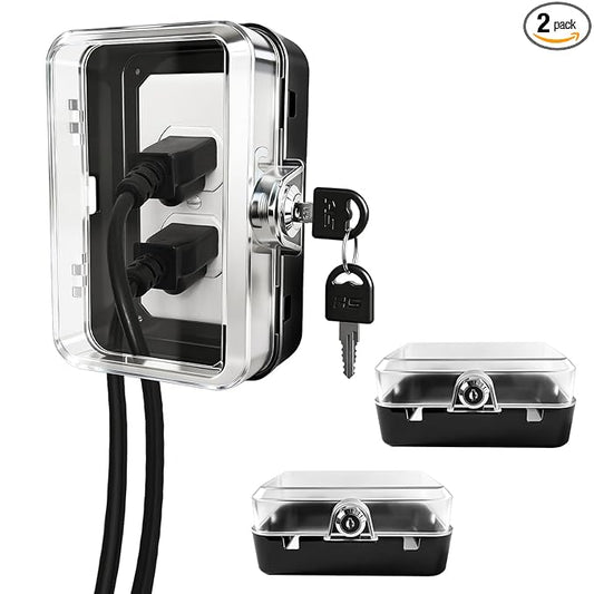 2 Pack Universal Baby Safety Electrical Outlet Cover Box Childproof Plug Cover - More Space for Large Plugs Easy to Install & Use Fit Socket Protector (2Pack, Black)
