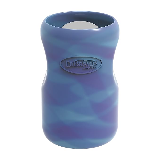 Dr. Brown's Silicone Sleeves for Options+ Glass Baby Bottles, Glow in The Dark and Blue, 9 oz, Wide-Neck, 2-Pack