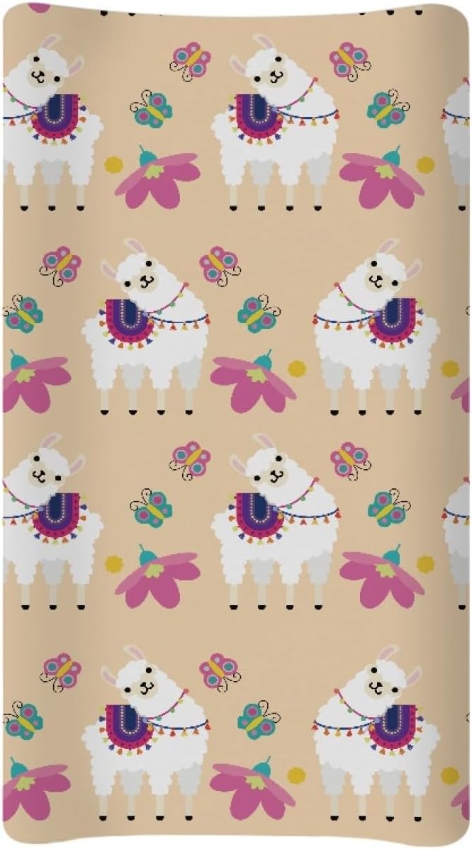 GOSTONG Alpaca Llama Printed Baby Changing Pad Covers for Girls and Boys Comfortable Machine Washable Elastic Diaper Table Cover Baby Home Gifts