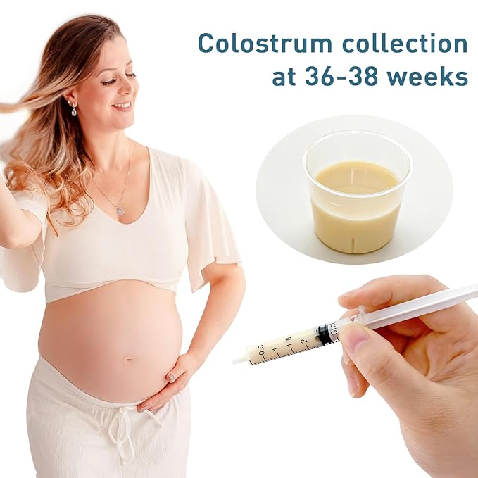 50 Sets Colostrum Syringes,3mL Colostrum Collector Kits Include 50PC 3ml Sterile Syringe with Cap, Sticker, Clear ziplock Bag and a Measuring Cup