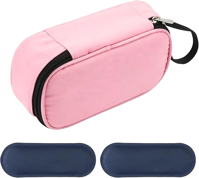 Breastmilk Cooler Bag with Ice Pack, Portable Insulated Breast Milk Storage Cooler Bag, Small Stylish Breastmilk Storage Bag Cooler with Wrist Strap (Light Pink)