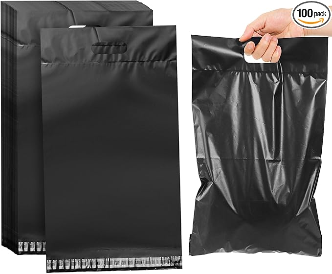 100 Pack Plastic Bags for Adult Diaper Disposal Handle Adult Diaper Disposal Self-Adhesive Strips to Seal in Odours Suitable for Elderly Nappy Care at Home and for Travel (White） (Black)