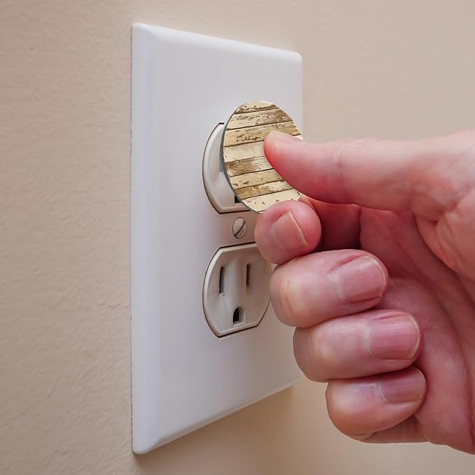 Old Wooden (6) Outlet Covers Baby Proofing Child Proof Plug Covers for Electrical Outlets Easy Install Outlet Plug Covers