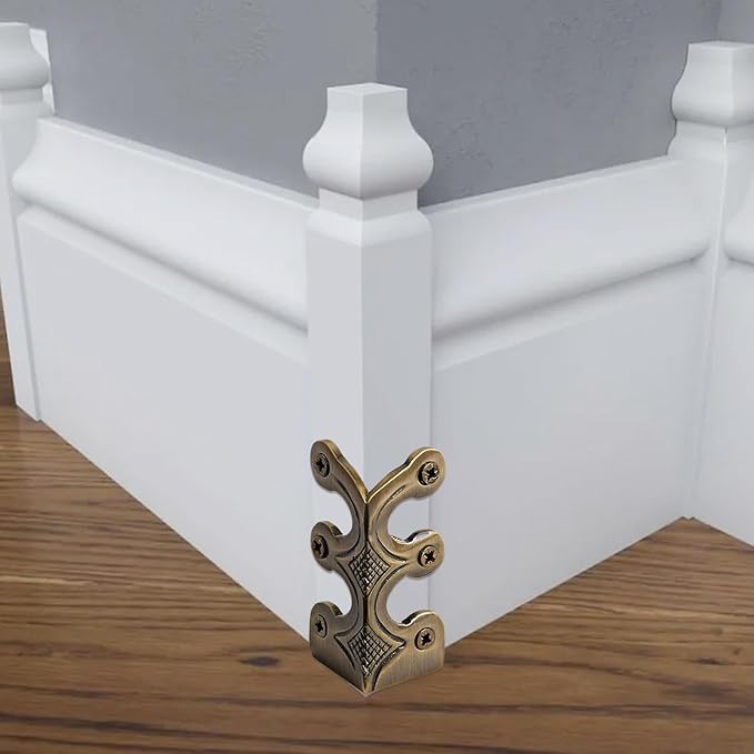 Baseboard Corner Protector - antique brasss Corner Guards, Decorative Metal Edge Protectors | Solid Brass Skirting Board Covers, Decorative Wall Corner Protector, Durable Baseboard Edge Guard for Home