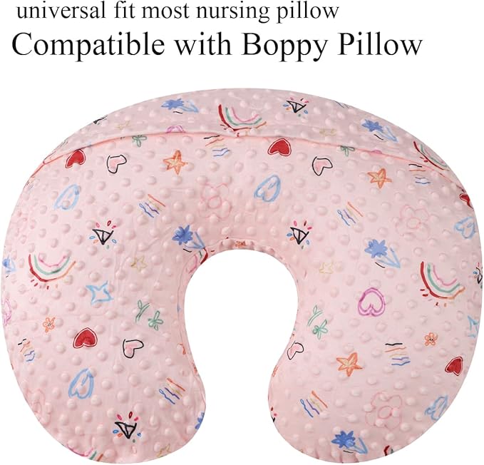 Dot Nursing Pillow Cover Set 2 Pack Nursing Pillow Slipcovers, Ultra Soft Compatible with Boppy Pillow,Standard Pillow for Baby Boy Girl Pink, Love