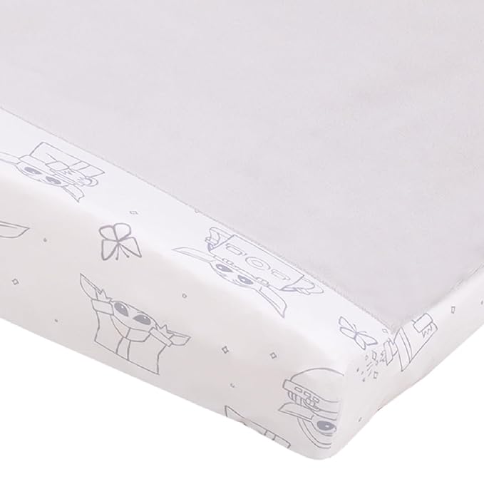 Star Wars Grogu Cutest in The Galaxy Cream and White Super Soft Contoured Changing Pad Cover