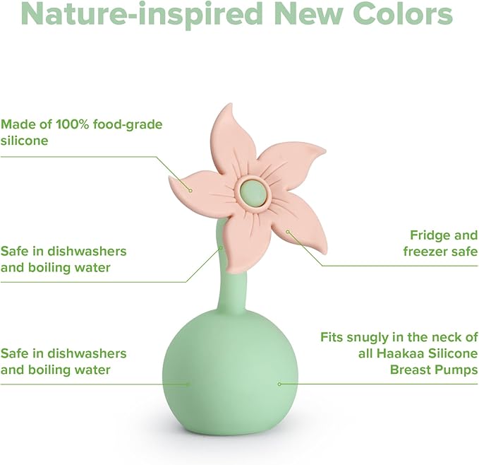haakaa Manual Breast Pump Flower Stopper (Blush) - Made of Premium Silicone, BPA Free, Compatible with All haakaa Breast Pumps