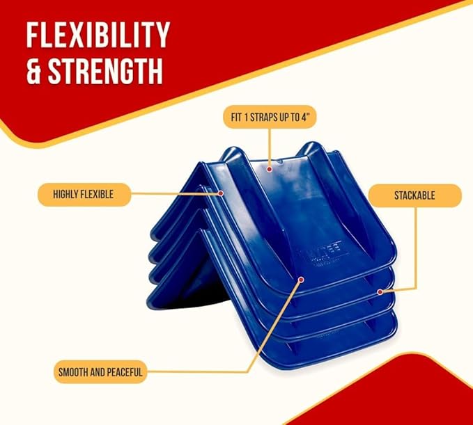 Mytee Products (4 Pack V Edge Protectors Flatbed, 8" x 12", Blue | Vee Shaped Plastics Corner Protectors for Cargo Loads | Tie Down Strap Guard for Winch, Ratchet Straps on Flatbed Truck Trailers
