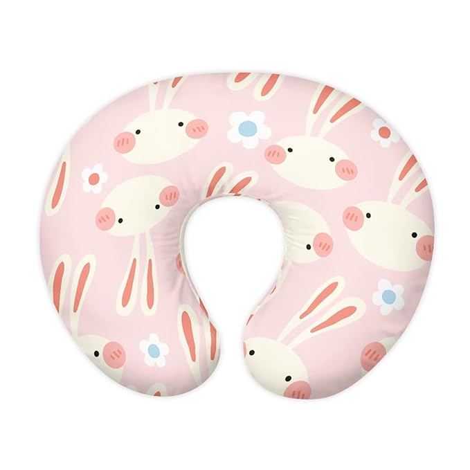 Cartoon Cute Rabbits Pattern Baby Nursing Pillow Cover Ultra Soft Comfortable Newborn Nursing Pillow Case Baby Essentials Christmas Decor