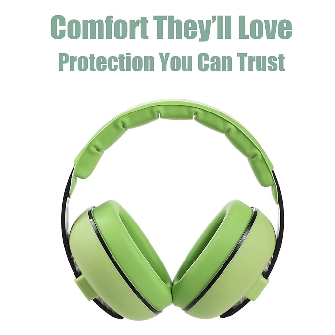 Funbliss Baby Ear Protection Noise Cancelling Headphones for Babies and Toddlers Baby Earmuffs - Ages 3-36 Months Green