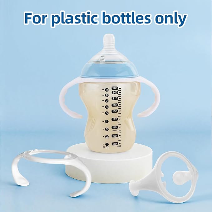 6 Pack Baby Bottle Handles Compatible with Tommee Tippee 5OZ/9OZ Plastic Bottles,Easy Baby Grip Training Handles with 3 in 1 Cup Lid Gap Cleaning Brush for Newborn Self Feeding ,New Mom & Newborn