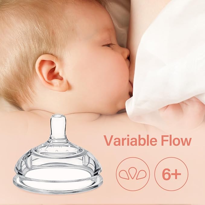 Haakaa Gen.3 Silicone Anti-Colic Baby Bottle Nipples - 100% Silicone Teat for Baby Bottles, Slow Flow, 0m+, 2pcs