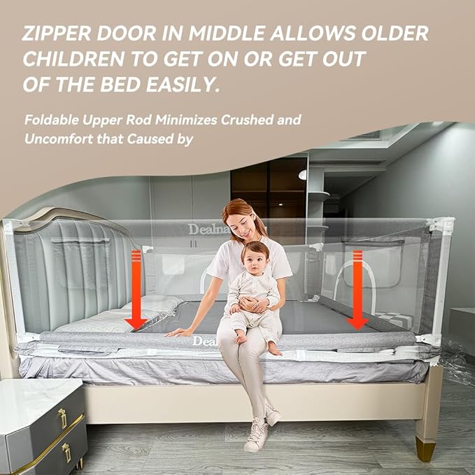 Bed Rail for Toddlers and Kids, King Size Set Adjustable Safety Bed Guard with 28 Height Gears,Universal Bedside Rail Fit Twin/Full/Queen Mattresses