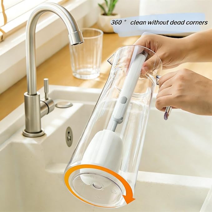 Bottle Brush Long Handle Cup Cleaner Brush Sponge Bottle Scrubber Detachable Handle Portable Sponge Cleaning Brush for Cups Wine Glasses Water Bottles Baby Bottles and Vacuum Flasks (Green)