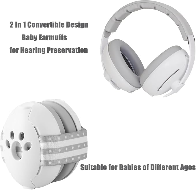 PandaEar Baby Ear Protection, Noise Cancelling Headphones for Babies with Adjustable Headband Noise Reduction Earmuffs for Infant and Toddlers 0-36 Months(Gray)