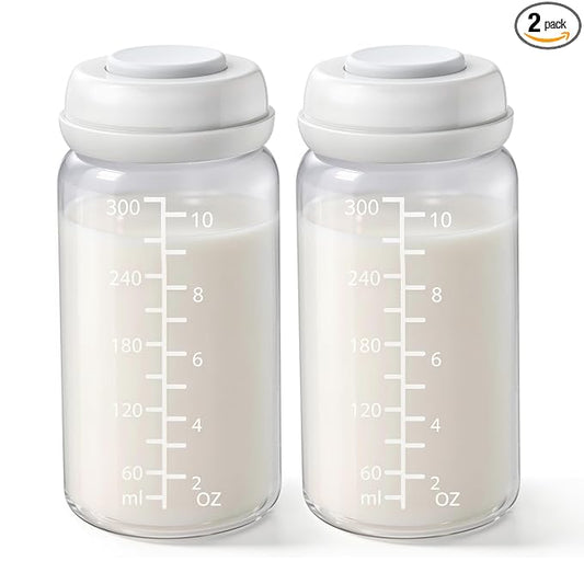 2PCS Breastmilk Storage Bottle for Momcozy 22oz Breast Milk Cooler, Wide Neck Breastmilk Collection Compatible with Spectra S1/S2/9 Plus/SG/Motif Luna, Certain Philips Avent Nipples, 10oz/300ml