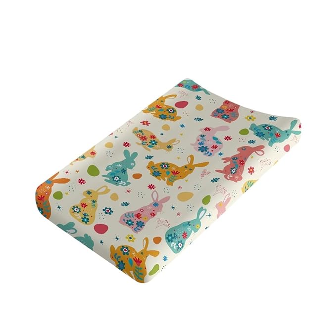 Pink Rabbit Changing Pad Cover Baby Girl Boy Easter Diaper Change Table Covers Soft Stretchy Safe Changing Mat Sheet Cover
