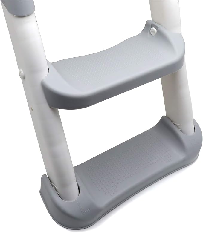 Classic Potty Training Toilet Ladder Seat With Upgraded Cushion Step Stool Ladder Toilet Trainer for Baby Toddler Kids Children In Gray [P/N: ET-BABY002-GRAY-C]