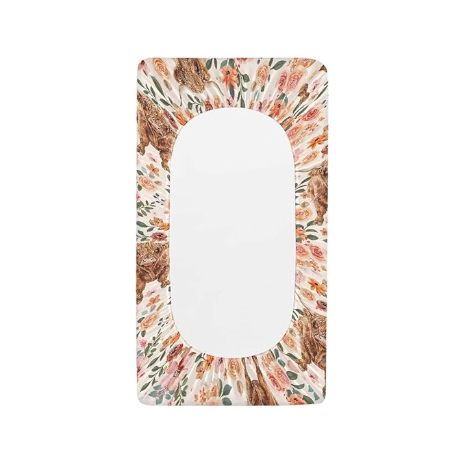 ZDCUSTOM Floral Yak Print Changing Pad Cover Changing Table Cover Soft Changing Pad Sheets Cradle Mattress Sheets Safe and Snug