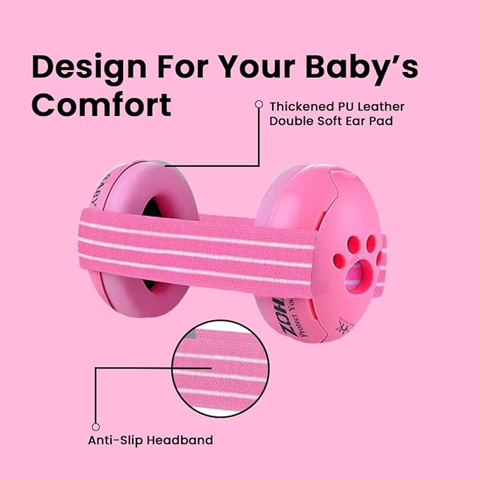 Baby Hearing Protection | Noise Canceling Headphones for Babies up to 18 months with Elastic Headband | Baby Travel Essentials | Infant Ear protection