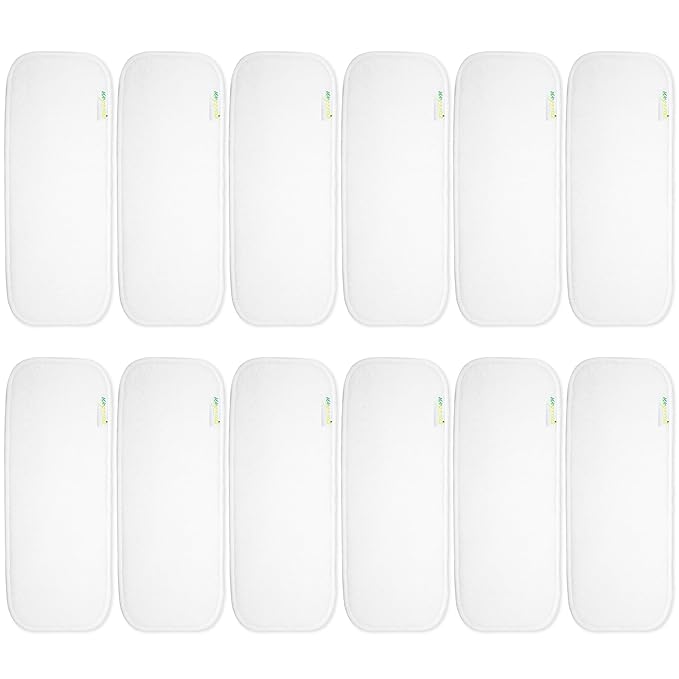wegreeco Reusable Soft 4 Layers 12 Pack Inserts for Baby Cloth Diaper,High Absorbing Washable Liners
