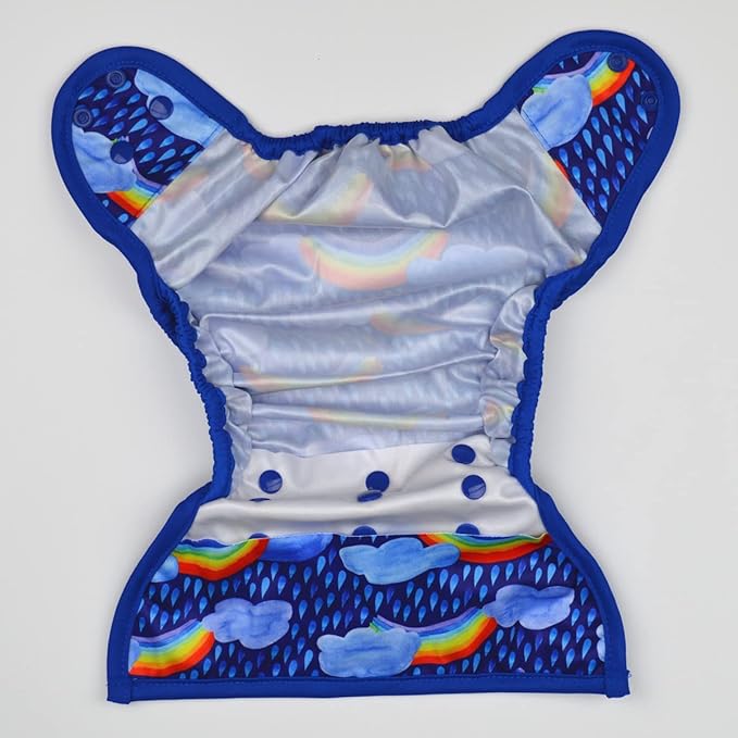 Baby Diaper Cover Nappy One Size 8lbs to 36lbs (Rainbows Rains Clouds)