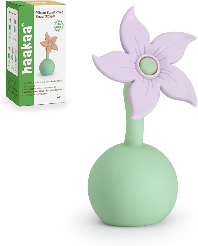 haakaa Manual Breast Pump Flower Stopper (Lavender) - Made of Premium Silicone, BPA Free, Compatible with All haakaa Breast Pumps