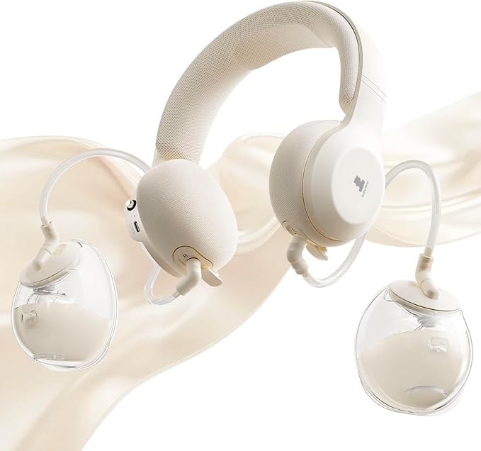 Snow Bear Wearable Breast Pump–Hands Free Portable Breast Pump with Neck Heated & 3 Size Flanges,160 min Battery Life Wireless Ultra Quiet Spill Resistant Breastfeeding Pump for Moms Home Work Travel