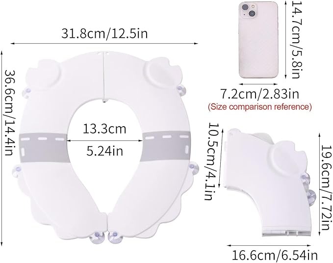 Portable Potty Training Seat for Toddlers, Foldable Travel Toilet with Non-Slip & Anti-Pinch Design, One-Handed Quick Release, Universal Fit for Most Toilets(Gray)