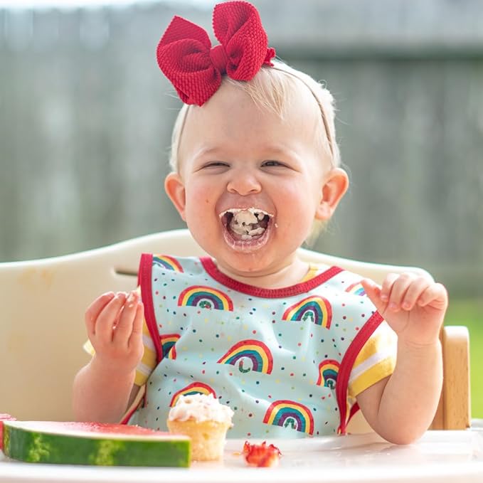 BapronBaby Eric Carle Rainbow Caterpillar Bapron - No Neck Tie Safer Bib for Baby & Toddler - Soft Waterproof Stain Resistant - Machine Washable - Sz Baby/Toddler 6m-3T