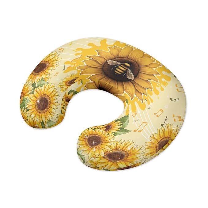 Forchrinse Bee Sunflower Print Nursing Pillow Cover for Baby Girls Boys Soft Cute Pattern Nursing Pillow Cover Slipcover for Breastfeeding