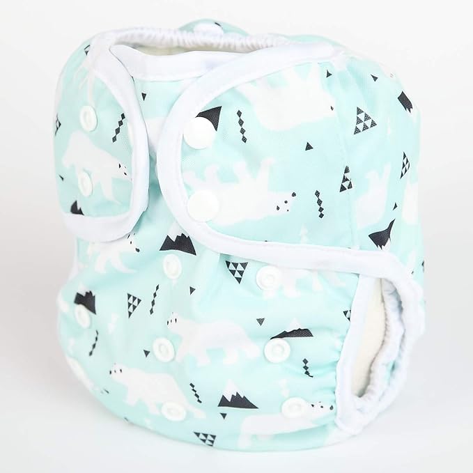 Baby Cloth Diaper Cover Nappy One Size 8lbs to 36lbs (Polar Bear)