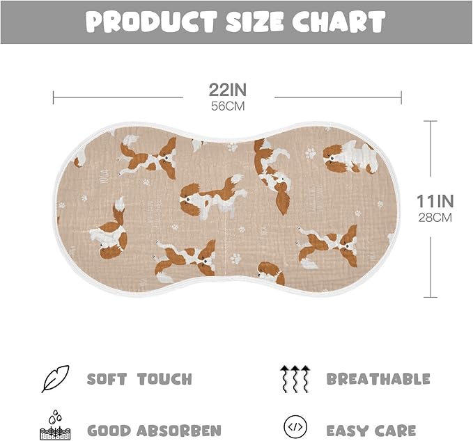 Yoga Cavalier King Charles Spaniel Dog Muslin Burp Cloths for Baby 1 Pack 100% Cotton Baby Washcloths Bibs for Boy Girl