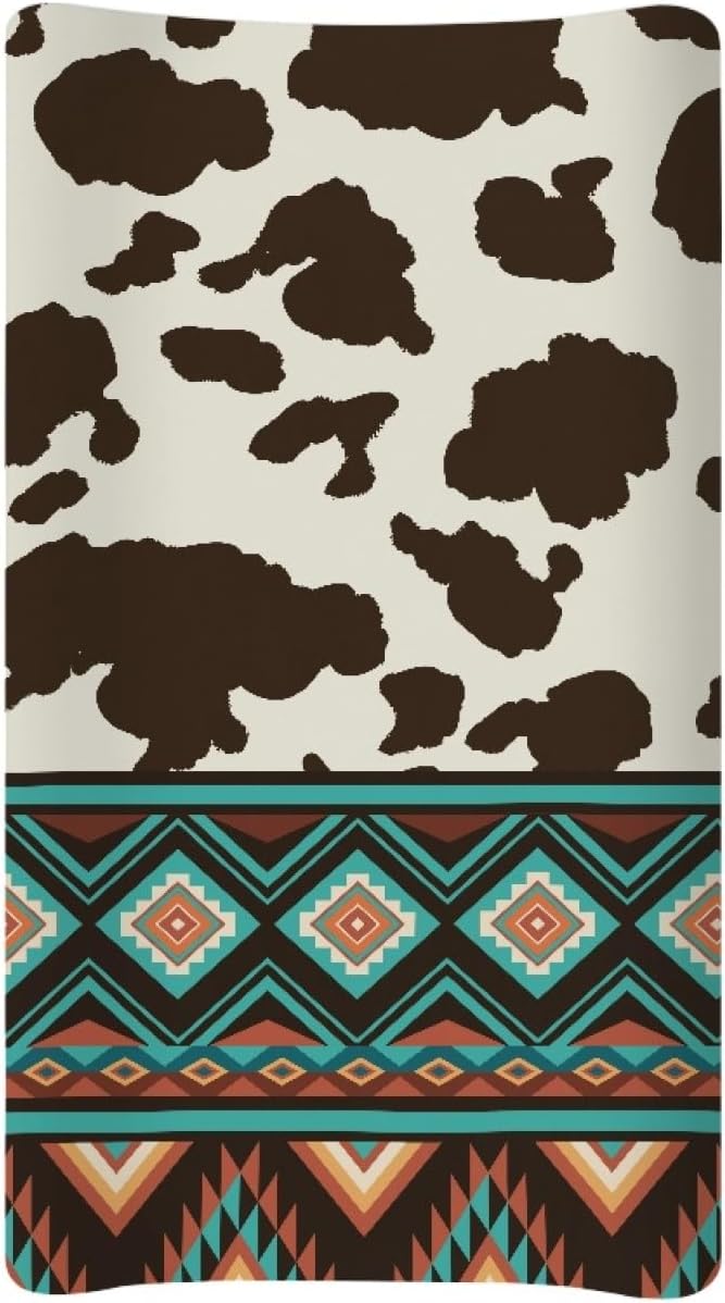 Changing Pad Cover Set, Ethnic Cow Print Breathable and Comfortable Changing Pad Cover for Boys and Girls