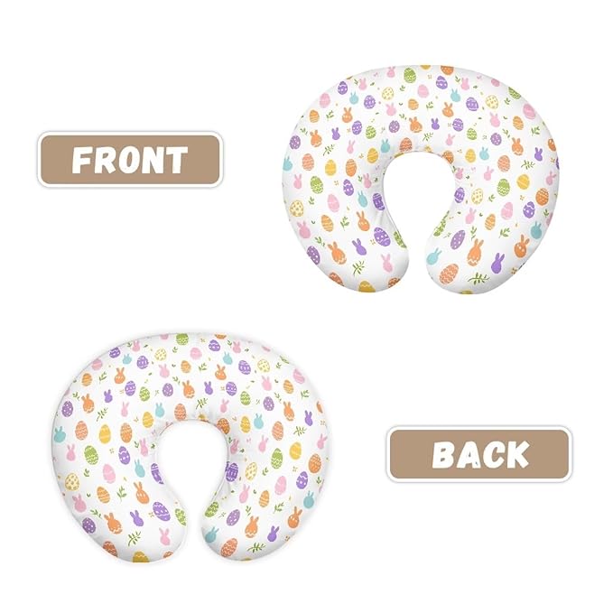 Rabbit and Easter Egg Nursing Pillow Cover for Baby Boy Girl Soft and Stretchy Safely Breastfeeding Pillow Cover Baby Essentials