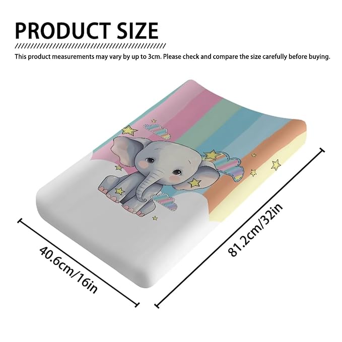ZDCUSTOM Elephant Pattern Changing Table Pad Covers Diaper Changing Table Cover Comfy Cozy Cradle Sheets Stretchy Changing Pad Covers Fits Standard Contoured Changing Pads