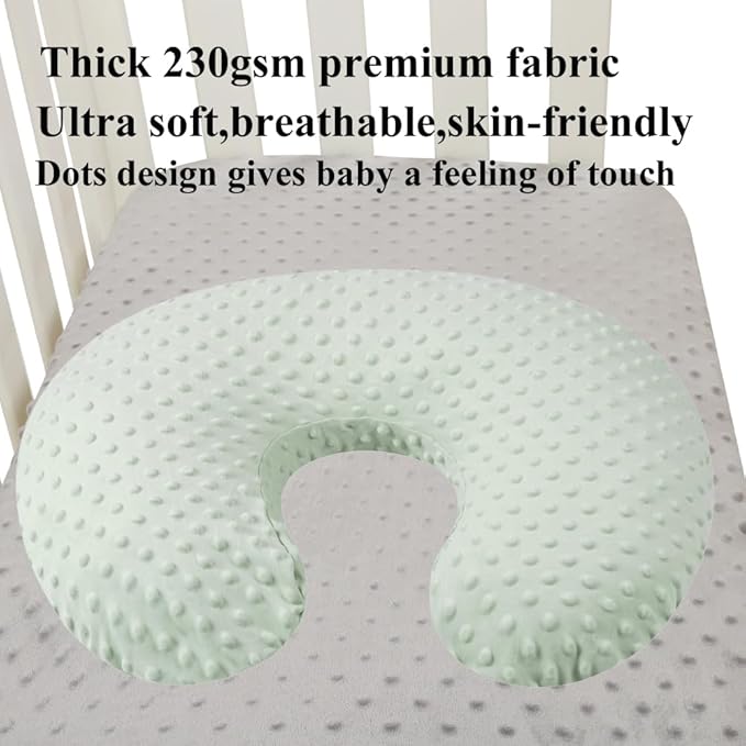 Dot Nursing Pillow Cover Set 2 Pack Nursing Pillow Slipcovers, Ultra Soft Compatible with Boppy Pillow,Standard Pillow for Baby Boy Girl Light Green Dinosaur