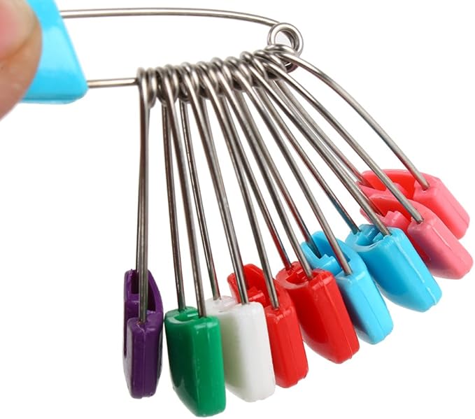 10 Pieces Diaper Pin, Diaper Pins with Locking Closures Craft Sewing Safety Pins Hold Locking Baby Kids Dress Cloth Nappy Diaper