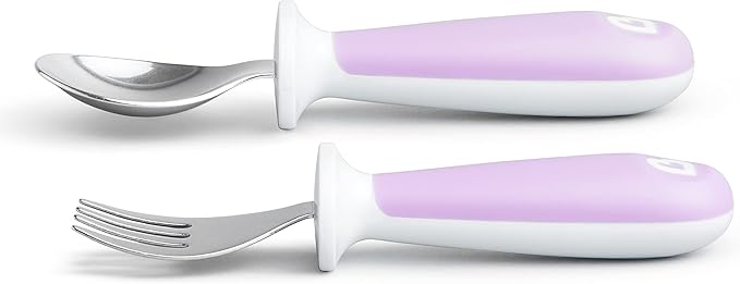 Munchkin® Raise™ Toddler Fork and Spoon Utensil Set, Rest Keeps Tip Off Table, BPA Free, 6 Pack, Purple