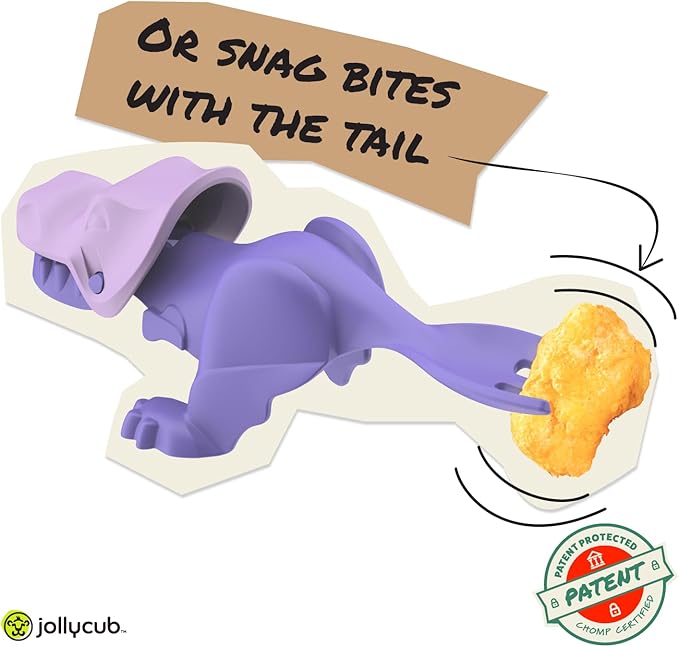 Jollycub® Interactive Toddler Utensils, Dino Chomperware™, Kids Silverware Set, BPA Free, Made in USA (Purple Fruits)