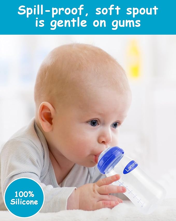 Sippy Spouts for Lansinoh Baby Bottles, Soft 100% Silicone Sippy Cup Nipples, Variable Flow, 6m+, 6 Count