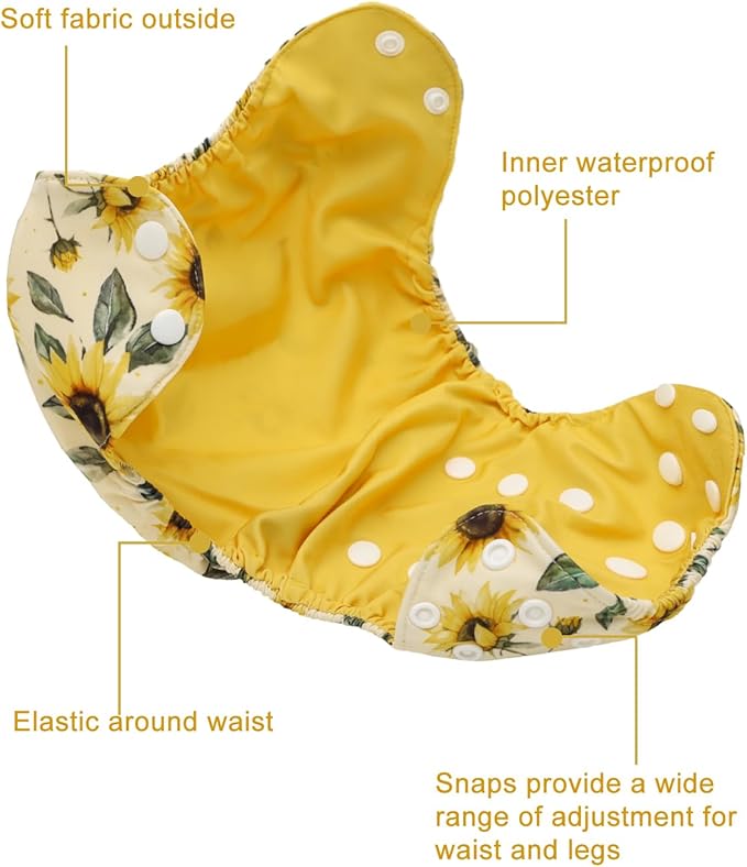babygoal Baby Cloth Cover for Prefolds,Flats or Fitted Diapers– Adjustable, Reusable, Waterproof Swim Diaper Cover