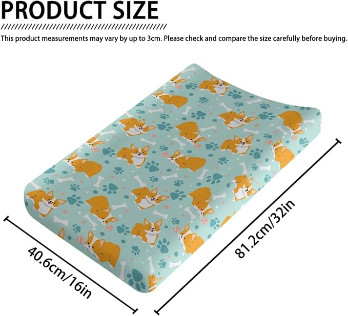 GOSTONG Corgi Dog Paws Print Baby Changing Pad Cover for Boys Girls Cozy Breathable & Washable Stretchy Fabric Diaper Table Cover Sheets, Fit 32x16 Inches Changing Mat