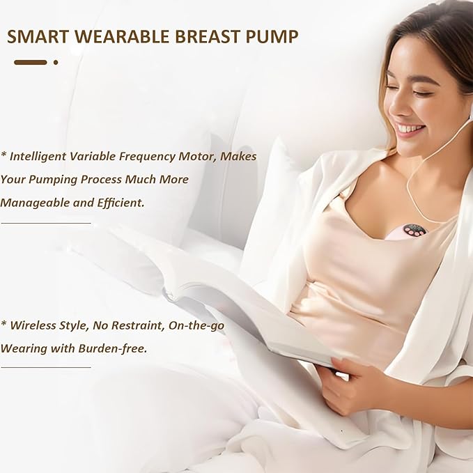 Electric Breast Pump Hands Free Wearable Portable Breastfeeding Pumps Wireless Quiet Anti-Leaking with Voice Broadcast Heating 4 Mode 12 Levels Suction Double 24mm (Pink)
