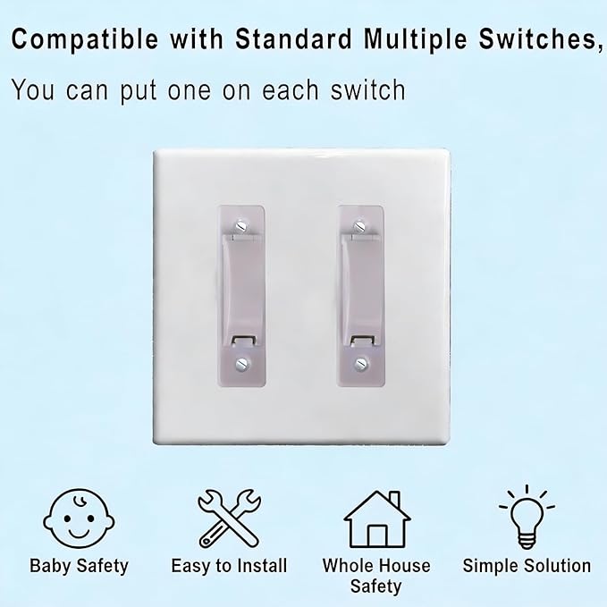 Wall Switch Guard 2-Pack Childproof Light Switch Covers Prevent Accidental Toggling for Kids and Home Safety Fits Standard North American Toggle Switches (White)