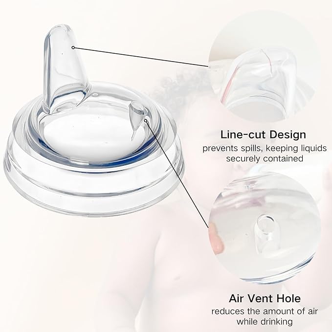 Sippy Spout Nipples Compatible with Philips Avent Natural Bottles, My Grippy Spout and Natural Trainer Sippy Cup, Soft Clear Food Grade Silicone Replacement Spouts, Leak-Proof, BPA Free, 4 Count