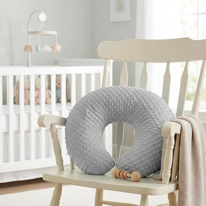 Nursing Pillow, Breastfeeding Pillows with Removable Cover for Mom with Breathable Filling, Ergonomic Baby Feeding Essentials for Bottle and Breastfeeding (Grey)