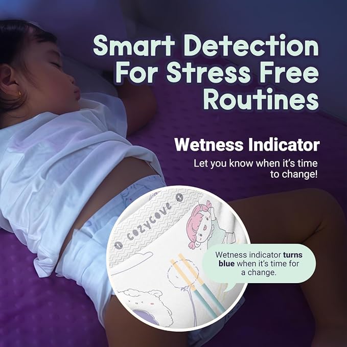 Cozycove Size 2 S (9-18 lbs) Diapers, 40 Count, Totally Chlorine Free, Skin-Friendly Material | Snooze On Slim Overnight Tape Disposable Diapers | 1 Bag of 40