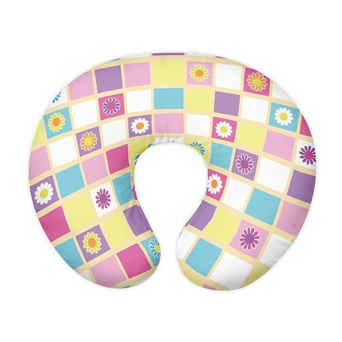 Nursing Pillow Cover Daisy and Plaid Quick-Dry Fabric Fit The Original Support Pillow for Breastfeeding and Bottle Feeding Stretchy Nursing Pillow Cover