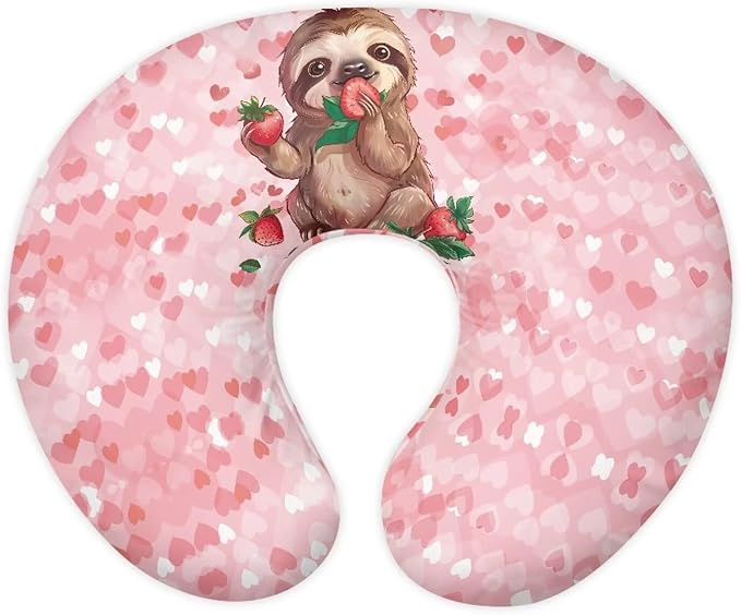 Pink Sloth Nursing Pillow Covers U-Shaped Sakura Feeding Pillow Cover for Nursing Pillow Hidden Zipper Design Soft and Skin-Friendly